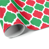 Helderrood en groen kerstquatrefolie cadeaupapier (Rol Hoek)