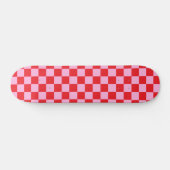 Helderrood en lichtroze geruit persoonlijk skateboard (Horizontaal)