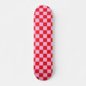 Helderrood en lichtroze geruit persoonlijk skateboard (Voorkant)