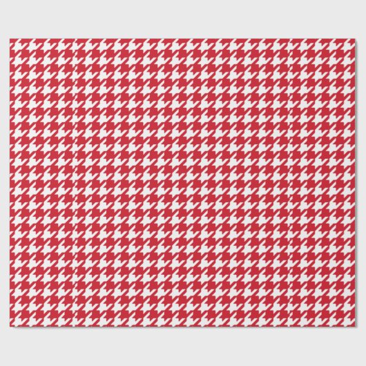 Helderrood en wit houndstooth-patroon cadeaupapier (Vlak)
