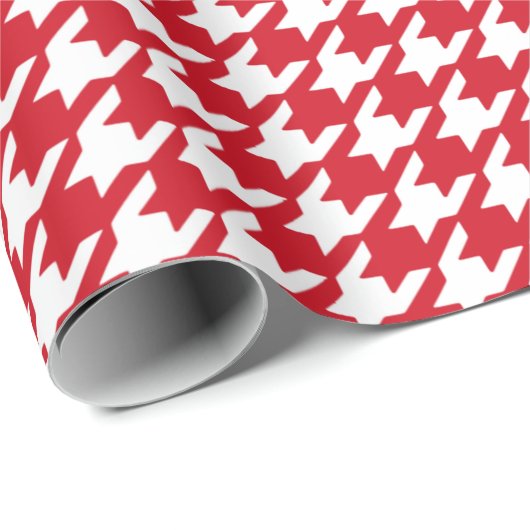 Helderrood en wit houndstooth-patroon cadeaupapier (Rol Hoek)