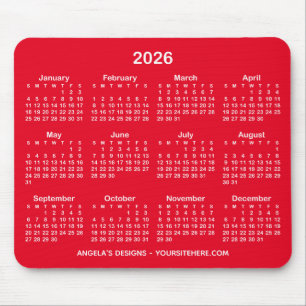 Helderrood en wit kalender promotie muismat
