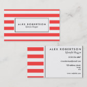Helderrood en wit strepen visitekaartje (Voorkant / Achterkant)