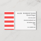 Helderrood en wit strepen visitekaartje (Achterkant)