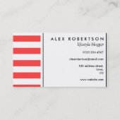 Helderrood en wit strepen visitekaartje (Achterkant)