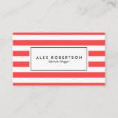 Helderrood en wit strepen visitekaartje (Voorkant)