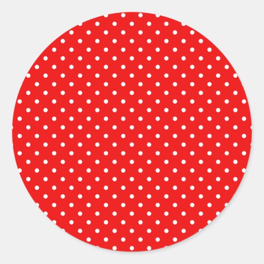 Helderrood en witte poka dot leeg ronde sticker (Voorkant)