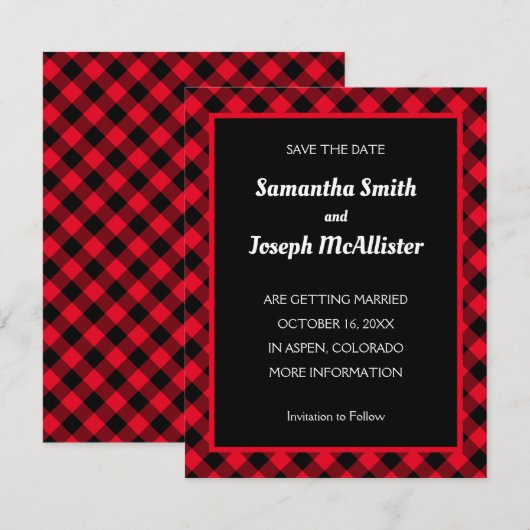 Helderrood en zwart buffel bewaren Datum Kaart (Voorkant / Achterkant)