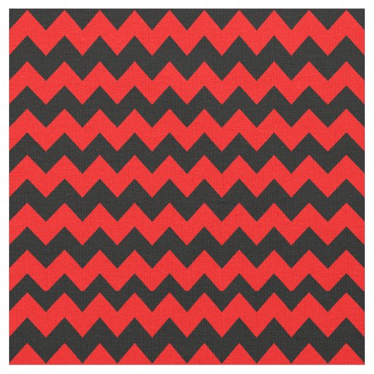 Helderrood en zwart Chevron Pattern Stof (Close Up)