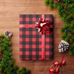 Helderrood en zwart kleine buffel Plaid Kerstmis Cadeaupapier