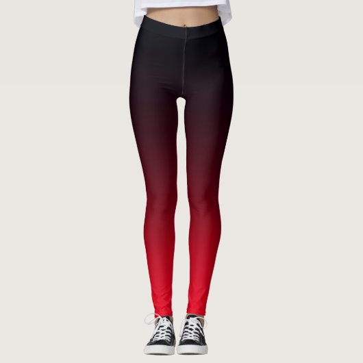 Helderrood en zwart ombre leggings (Voorkant)