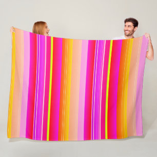 Helderrood geel creatief gestreept fleece deken
