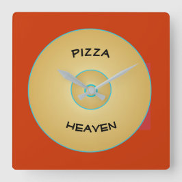 Helderrood Geel met Pizzatekst > Klokken