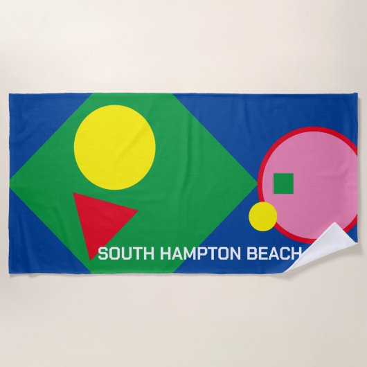 Helderrood, geel, mod aangepaste strandhanddoek strandlaken (Voorkant)