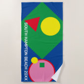 Helderrood, geel, mod aangepaste strandhanddoek strandlaken (Voorkant)