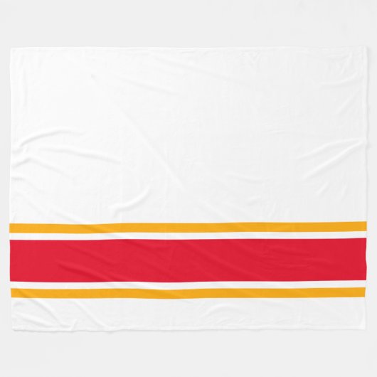 Helderrood geel Sinaasappels randstrepen op wit Fleece Deken (Voorkant (Horizontaal))