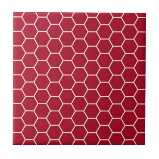 Helderrood Geometrisch Honeycomb Hexagon Patroon Tegeltje