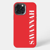 Helderrood gepersonaliseerde naam eenvoudig iPhone hoesje (Achterkant)