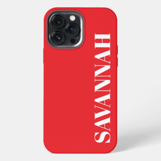 Helderrood gepersonaliseerde naam eenvoudig iPhone hoesje (Achterkant)