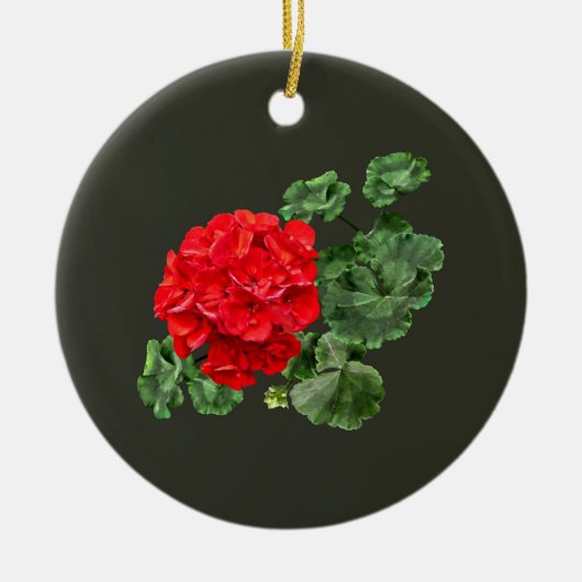 Helderrood geranium keramisch ornament (Voorkant)