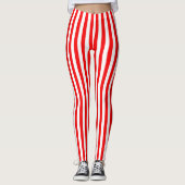 Helderrood gestreept leggings (Voorkant)