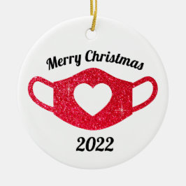 Helderrood glitter Sparkly Heart Face Mask 2020 Keramisch Ornament