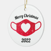 Helderrood glitter Sparkly Heart Face Mask 2020 Keramisch Ornament (Links)