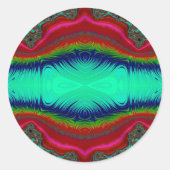 ~ Helderrood groen blauw fractaal ontwerp ~ Ronde Sticker (Voorkant)