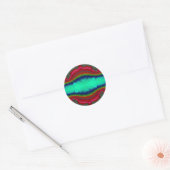 ~ Helderrood groen blauw fractaal ontwerp ~ Ronde Sticker (Envelop)