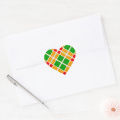 Helderrood groen geel patroon accessoire hart sticker (Envelop)