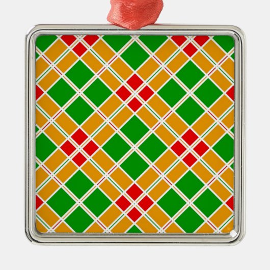 Helderrood groen geel patroon accessoire metalen ornament (Voorkant)