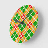 Helderrood groen geel patroon accessoire ronde klok (Hoek)