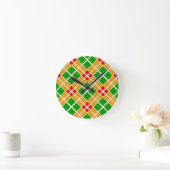 Helderrood groen geel patroon accessoire ronde klok (Huis)