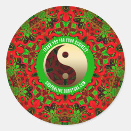 Helderrood Groen Goud Yin Yang Dank u Ronde Sticker