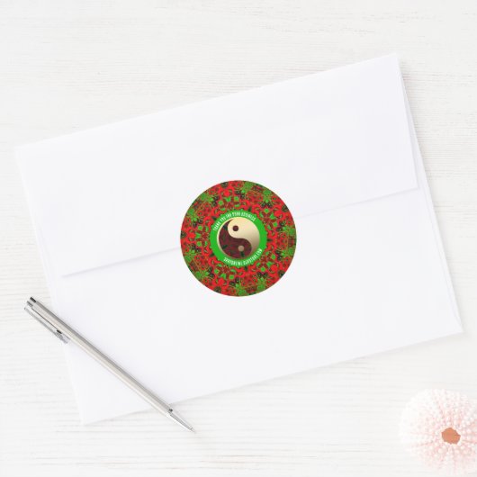 Helderrood Groen Goud Yin Yang Dank u Ronde Sticker (Envelop)