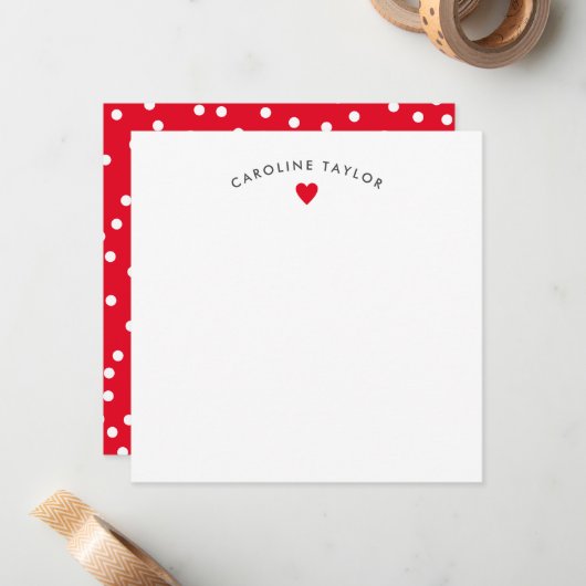 Helderrood hart en Stippen met een kaartje voor da (Voorkant / Achterkant in situ)