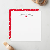 Helderrood hart & stippen Mooie meisjesachtige bri Notitiekaartje (Voorkant / Achterkant in situ)