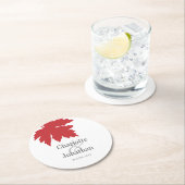 Helderrood herfst leder Verloving Ronde Kartonnen Onderzetter (Insitu)