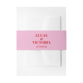 Helderrood in de zacht roze bruiloft uitnodigingen wikkel