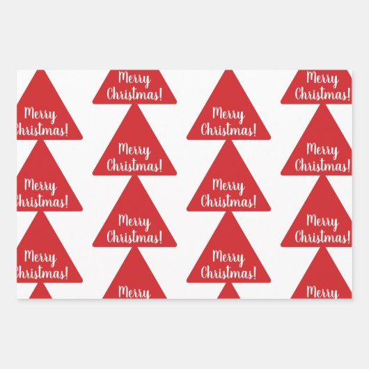 Helderrood kerstdroog modern patroon inpakpapier vel (Voorkant 3)