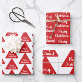 Helderrood kerstdroog modern patroon inpakpapier vel