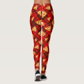Helderrood kersttaartan Pizza-patroon met tekst Leggings (Achterkant)