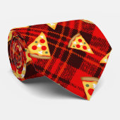 Helderrood kersttaartan Pizza patroon Stropdas (Opgerold)
