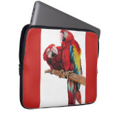 Helderrood Macaw Parrots Waterverf Laptop Hoesje Laptop Sleeve (Voorkant Rechts)