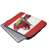 Helderrood Macaw Parrots Waterverf Laptop Hoesje Laptop Sleeve (Voorkant onderkant)