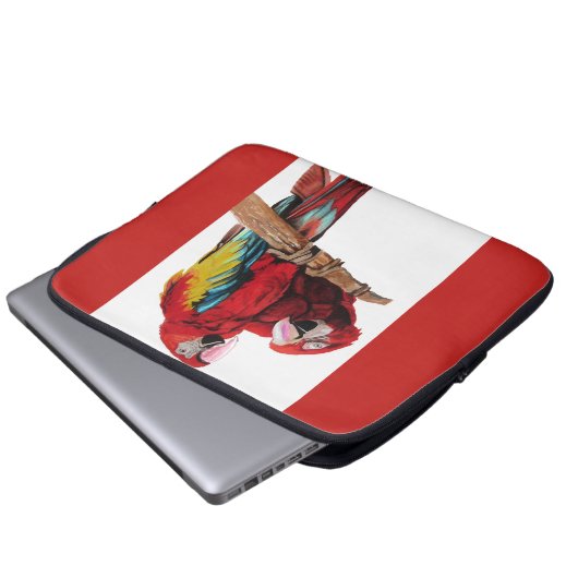 Helderrood Macaw Parrots Waterverf Laptop Hoesje Laptop Sleeve (Voorkant onderkant)