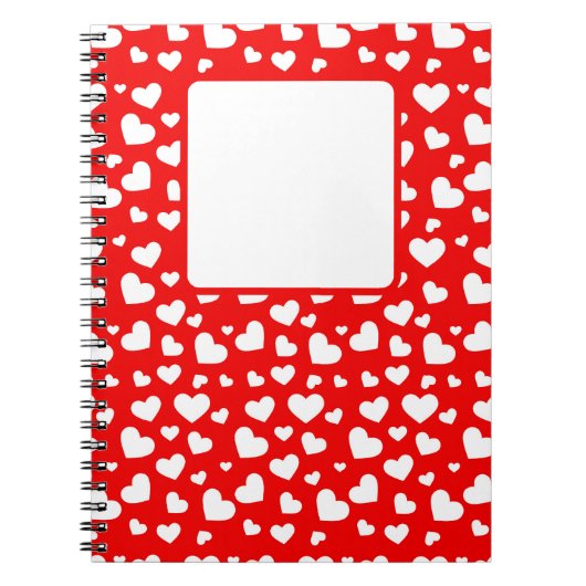 HELDERROOD MET WITTE VALENTIJN LIEFDE HARTEN NOTITIEBOEK (Voorkant)