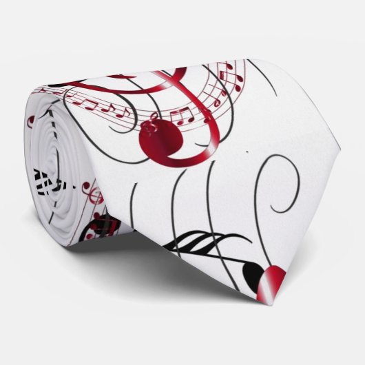 Helderrood muzikaal symbool op wervelkolom van Muz Stropdas (Opgerold)