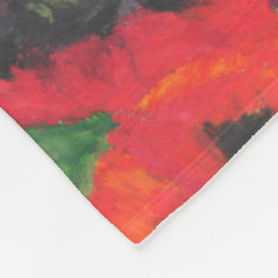 Helderrood-oosterse papavers op blauw fleece deken