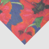Helderrood-oosterse papavers op blauw tissuepapier (Detail)